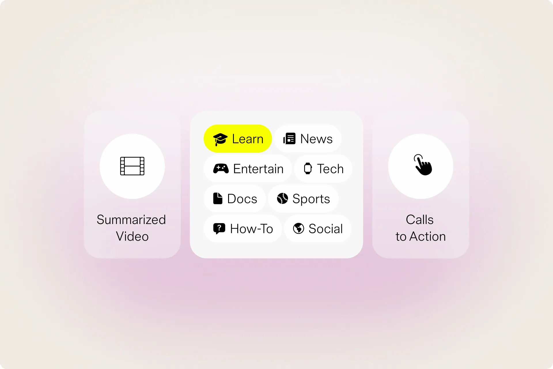 Ai Video Cut — video categories UI