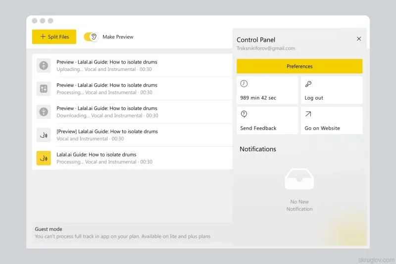 LALAL.AI — desktop control panel