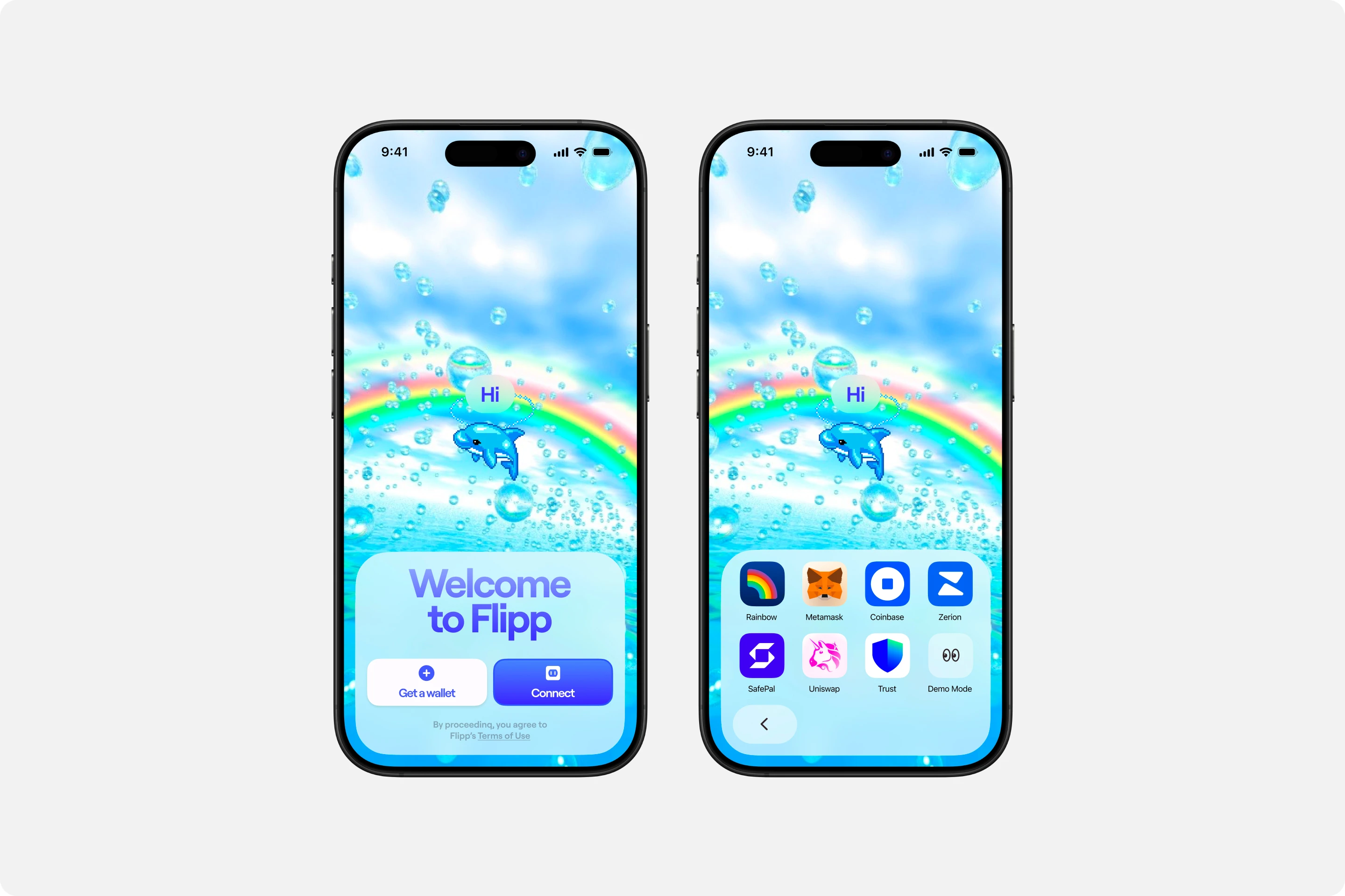 Flipp — onboarding welcome and wallet connection