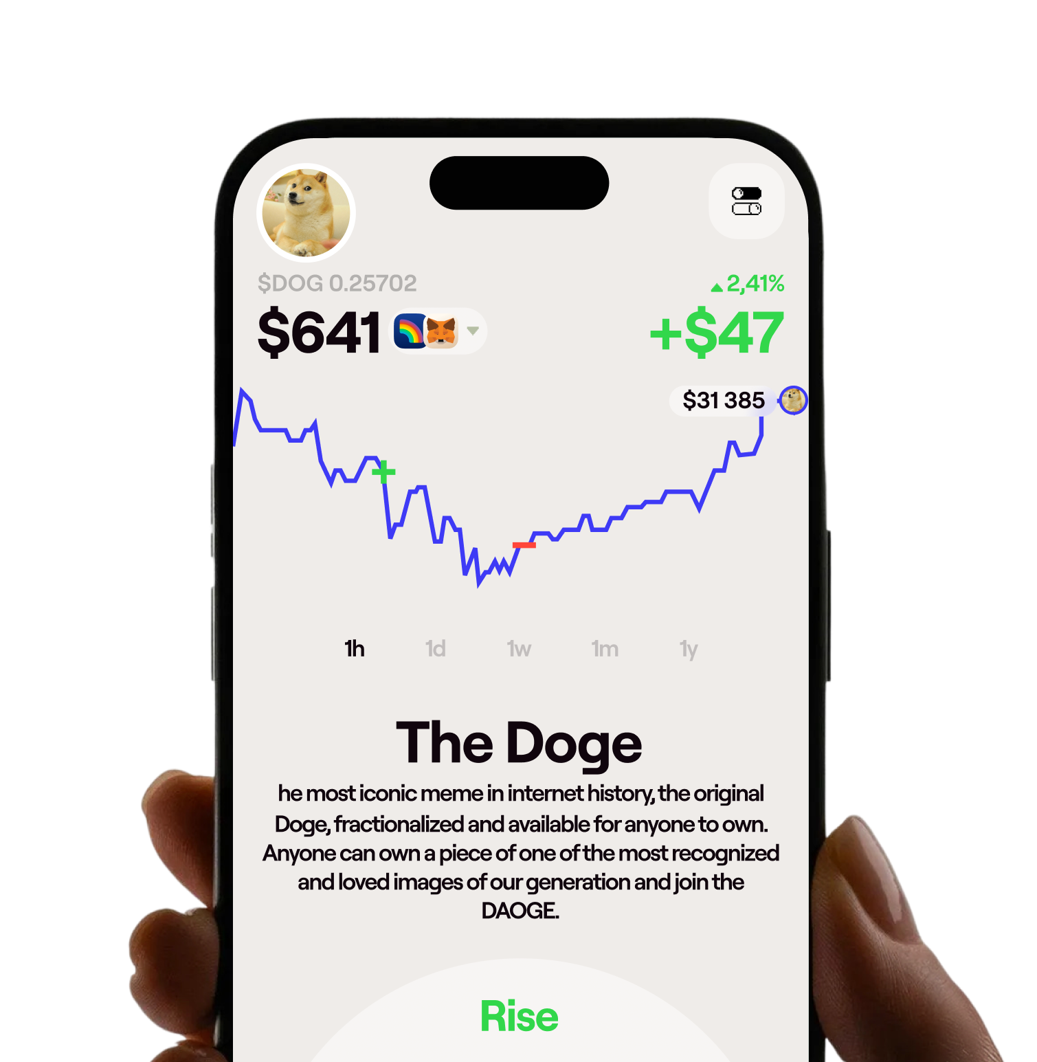 Flipp — fractional token detail with price chart