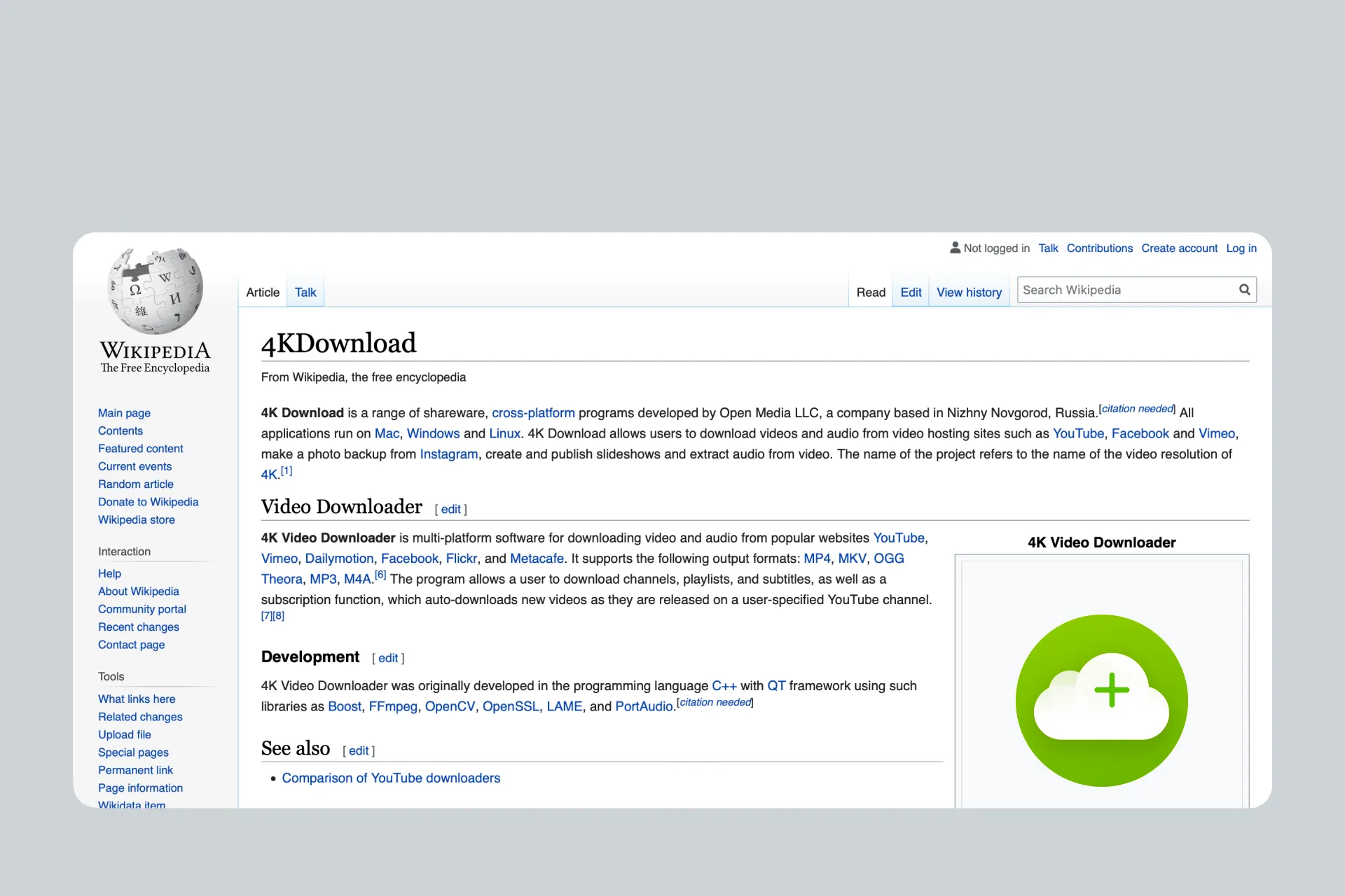 4K Download Wikipedia article